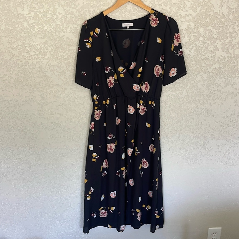 Black Floral Midi Dress